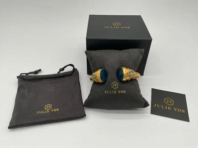 Julie Vos 24k Gold Plate Cannes Cuff Bracelet Iridescent London Blue NWT - Image 1 of 4