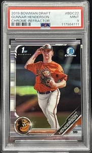 🔥🔥 2019 BOWMAN CHROME GUNNER HENDERSON 1ST BOWMAN REFRACTOR SP PSA 9 🔥🔥 - Picture 1 of 2
