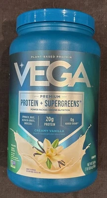 Vega Premium Protein + Supergreens Creamy Vanilla 25 Servings EXP. 01/2027 - Image 1 of 2