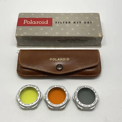 Vintage Polaroid Orange Yellow & Polarizing Filter Kit 541 + Leather Case & Box - Image 1 of 4