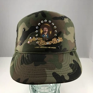 Vintage ARIZONA CHARLIES Casino Las Vegas Camo & Rhinestone Snapback Hat Cap - Picture 1 of 6