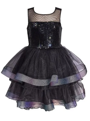 NEW Bonnie Jean Girls Size 16 "BLACK SEQUIN VELVET MESH" Holiday Party Dress NWT - Image 1 of 4