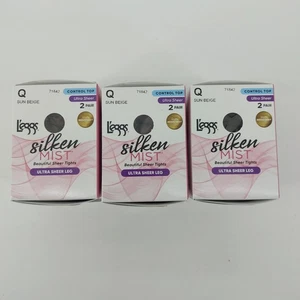 Leggs Sun Beige Q Silken Mist Ultra Sheer Leg Control Top 6 Paar Lauffest - Bild 1 von 8