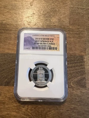2010 S Silver Quarter 25c Hot Springs NGC PF69 UC Banned America The Beautiful - Image 1 of 4