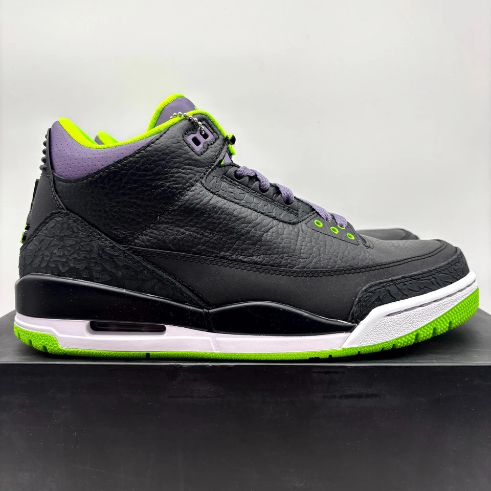 Кроссовки спортивные Air Jordan 3 ретро джокер черные зеленые кожа 8,5 мужские 136064-018 - Изображение 1 из 4