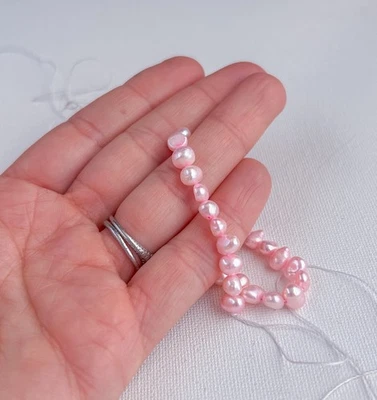 Pink Freshwater Pearl Strand–13"–Small Oval/Nugget Pearls 4–5 mm–Jewelry making - Image 1 of 4