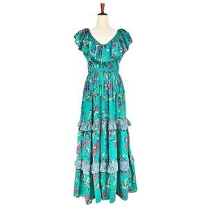 SUNDANCE Londyn Tiered Ruffle Maxi Dress in Jade Floral Size M Romantic Feminine - Picture 1 of 9