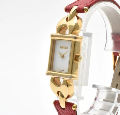 Vintage [N MINT] Gucci 1800L Change Belt Red Gold 18mm Qz Ladies Watch JAPAN - Image 1 of 4