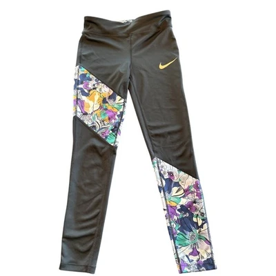 Nike Dri-FIT Tight Fit Leggings Girls M Floral Print Athletic Pants - Image 1 of 4