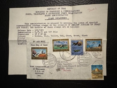Iraq - Iraqi Air Force 1981 sent FDC by J. Hannaney w. original Leaflet RR - Image 1 of 3
