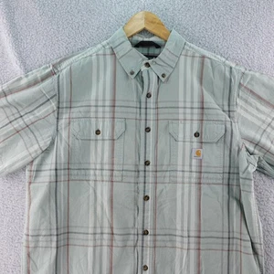 Carhartt Men's LT Plaid Long Sleeve Button Up Shirt Casual Workwear Classic Fit - Picture 1 of 8