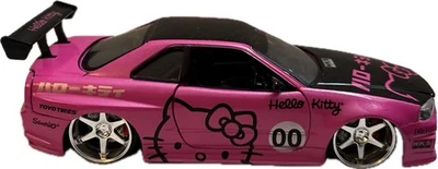 Hello Kitty 2002 Nissan Skyline GTR (R34) Jada Toys 1/24 Pink Car No. 50940-9 - Image 1 of 4