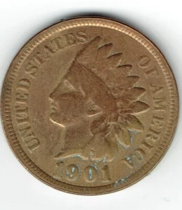 1901 Indian Head Small Cent 'NICE COIN' FREE SHIPPING - Picture 1 of 2
