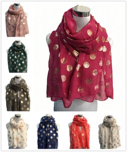 Ladies Women Foil Scarf with Big Foil Rose Gold Circle Point Scarf  - Picture 1 of 17