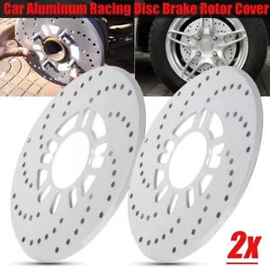2X Silver Car Wheel Brake Disc Cover Decor Rotor Cross Drilled Aluminum 2.95" - Picture 1 of 8