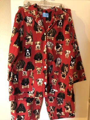Nick & Nora Women's 2X Milk Bone Dogs Red Flannel Pajamas - Image 1 of 4