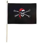 1 Dozen Red Bandana Pirate Stick Flags 12x18in Handheld Pirate Flag Jolly Roger