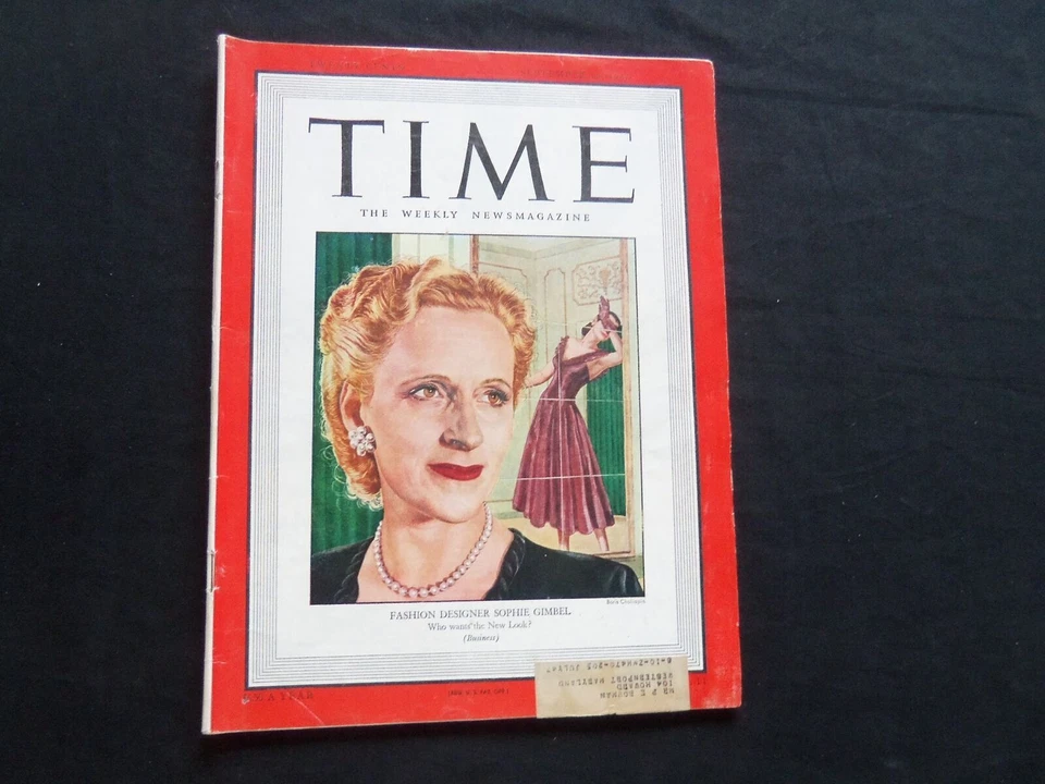 1947 SEPTEMBER 15 TIME MAGAZINE - FASHION DESIGNER SOPHIE GIMBEL - T 1089 Foto 1 de 2
