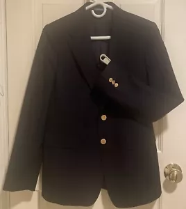 Vineyard Vines Boy’s Navy Blue Blazer Brass Logo Buttons 100% Wool Lined Size 18 - Picture 1 of 10