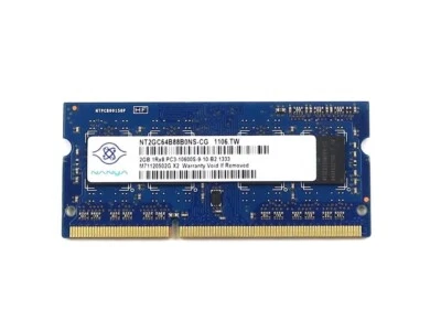 NANYA 2GB DDR3 PC3-10600 1333MHZ 204-PIN CL9 SODIMM MEMORY NT2GC64B88B0NS-CG - Image 1 of 2