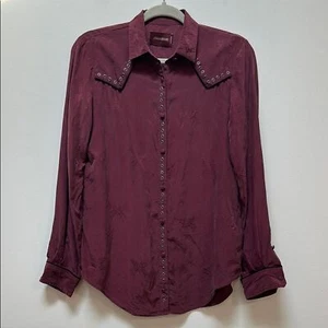 ZADIG & VOLTAIRE TALI JAC HEMD WEINROT WESTERN SEIDE BUTTON DOWN GRÖSSE MEDIUM - Bild 1 von 9