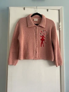 Mischief Made - DEVIL CROPPED SWEATER IN PEACH Cardigan - Sz large - Picture 1 of 7