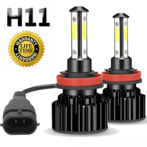 4 Sides H11 LED Headlight High or Low Beam Bulbs 1800W 216000LM 6000K White 2Pcs - Picture 1 of 10
