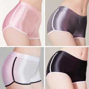 Underwear Sheer Oil Shiny Glossy Low Waist Sexy Hip Zipper Boxers for Lady - Picture 1 of 16