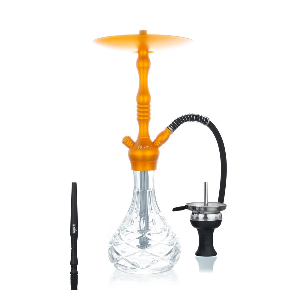 Aladin Alu - gold | Aluminium Shisha | inkl. Kamin Tabakkopf Set