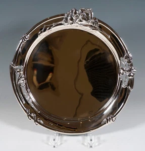 JUGENDSTIL SILBER TABLETT PLATTE PRAG AUSTRIA SILVER ART NOUVEAU TRAY UM 1900 - Bild 1 von 6