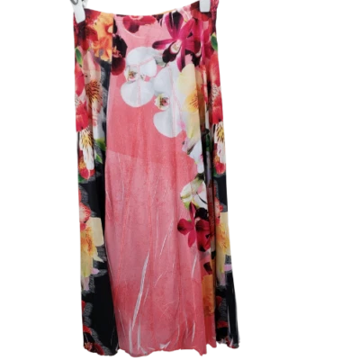 Falda para mujer One World talla 8 multicolor estampado floral 32" largo campesino Foto 1 de 4