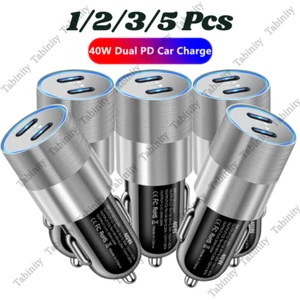 40W Car Charger For iPhone Samsung Type C Android Fast Charger Dual PD Adapter - Picture 1 of 13