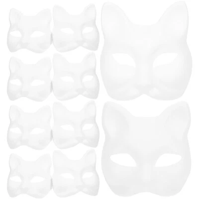 10 piezas Máscara en blanco Máscara de fiesta Máscara facial en blanco Máscara Therian Aldult Juegos con disfraces Niño Foto 1 de 4