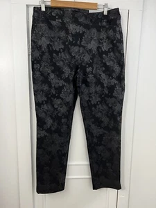 Chicos So Slimming 360 Brigitte Pant Black Floral Tonal Slim Ankle Sz 2 / Sz 12 - Picture 1 of 14