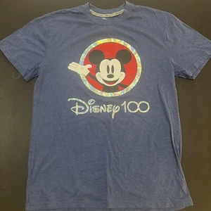Mickey Mouse Disney 100 Jahre Feier Vorder- und Rückseite Design Lg blau T-Shirt - Bild 1 von 6
