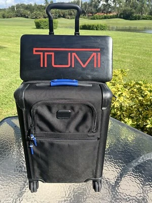 Tumi Alpha 2 Black/Blue Custom Expandable 4 Wheeled Spinner Carry-On - $895 EUC - Image 1 of 4