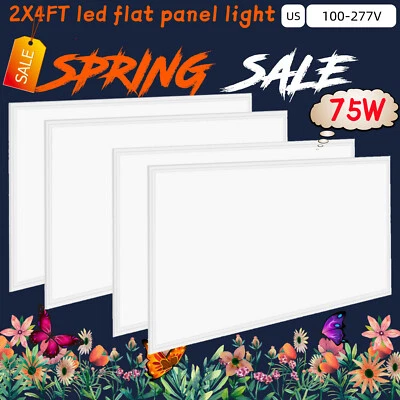 4Pcs 2x4 LED Flat Panel Light,Slim Shop Lamp Fixture Ceiling Tile or Pendent 75W - Image 1 of 4