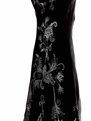 Vintage Laura Ashley Black Silk Cocktail Dress With Sequins 20’s Or Gatsby Style - Image 1 of 4