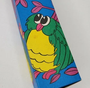 Vintage MCM Mod Fireplace Matches Owls Butterflies Long Box Bright Colors - Picture 1 of 10