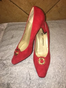 Zapatos de salón St John de gamuza rojos talla 8 B ENVÍO GRATUITO - Imagen 1 de 7