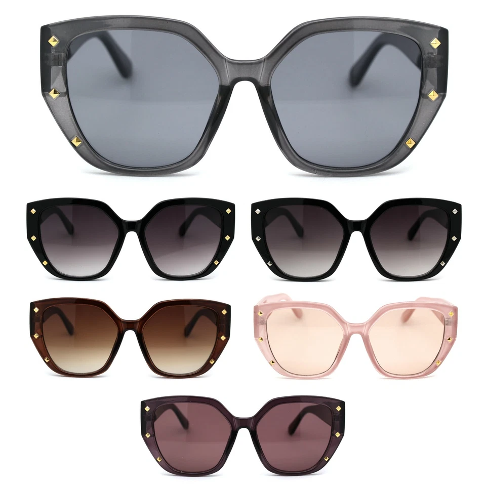 Womens Pyramid Stud Geometric Butterfly Sunglasses - Image 1 of 1