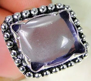 Quartz Amethyst & 925 Silver Handmade Unusual Ring Size O & gift box - Picture 1 of 2