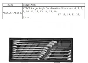 17 PCS LARGE ANGLE COMBINATION WRENCH SET, JTC TOOLS # K6173 - Picture 1 of 2