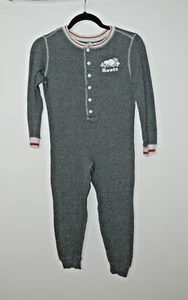 Roots Pajama Kids Unisex Cabin Long John Size Large  Gray Waffle Knit One Piece - Picture 1 of 11