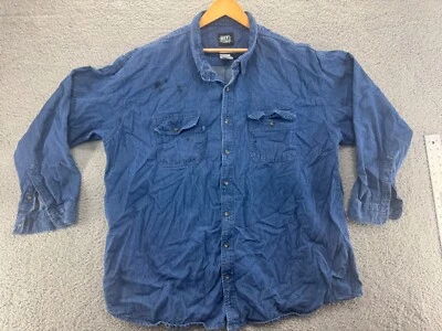 Camisa de trabajo Key Apparel para hombre azul denim con botones manga larga talla 4XL alta Foto 1 de 4