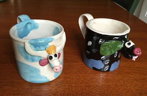 Neu signierte Original Künstler bemalte seine (Stiere) & ihre (Kuh) Kaffeetassen - Bild 1 von 6