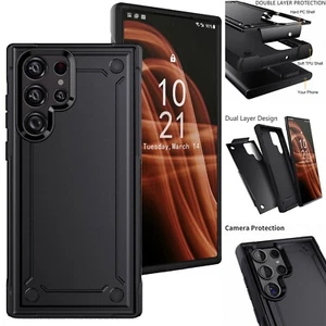 Black For Samsung Galaxy S23/S23+/Plus/Ultra/FE Shockproof Case Dual Layer Cover - Picture 1 of 36