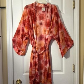 Sexy Pink Satin Kimono Lingerie Robe Size Medium 