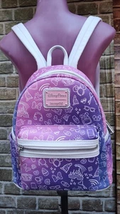 Loungefly Disney Parks Ombré Mini-Rucksack rosa und lila Symbole  - Bild 1 von 10