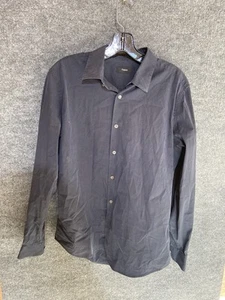Theory Shirt Mens Large Navy Blue Button Down Long Sleeve Sylvain Kemi Stretch - Picture 1 of 6